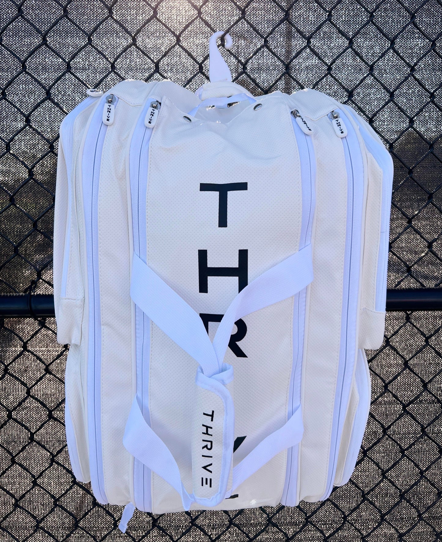THRIVE 100% Vegan Leather Elite Pro Tour Pickleball Bag w/Shoe Bag - WHITE