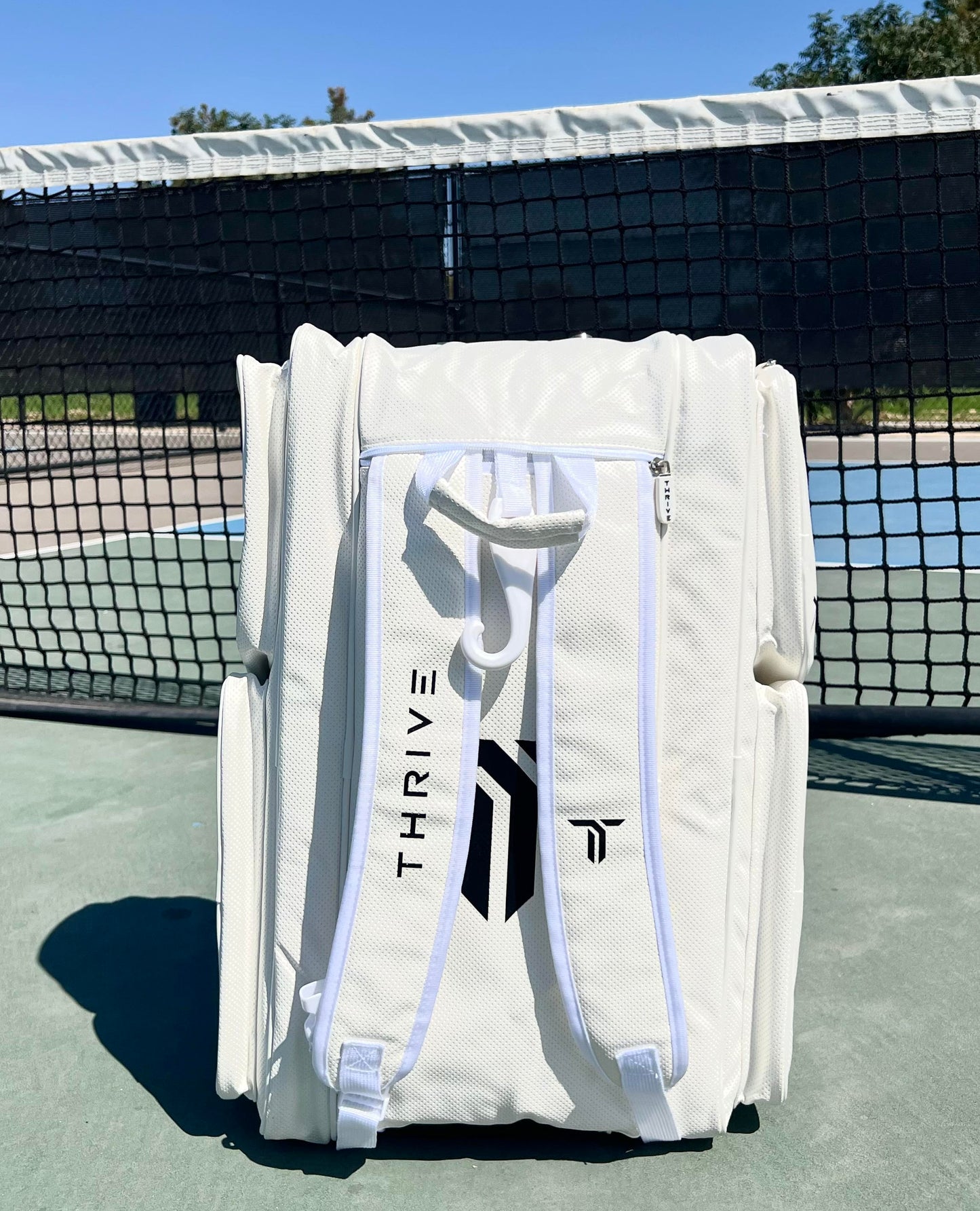 THRIVE 100% Vegan Leather Elite Pro Tour Pickleball Bag w/Shoe Bag - WHITE