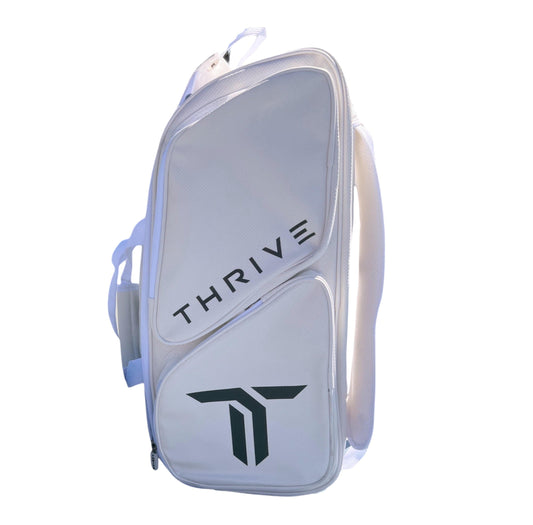 THRIVE 100% Vegan Leather Elite Pro Tour Pickleball Bag w/Shoe Bag - WHITE