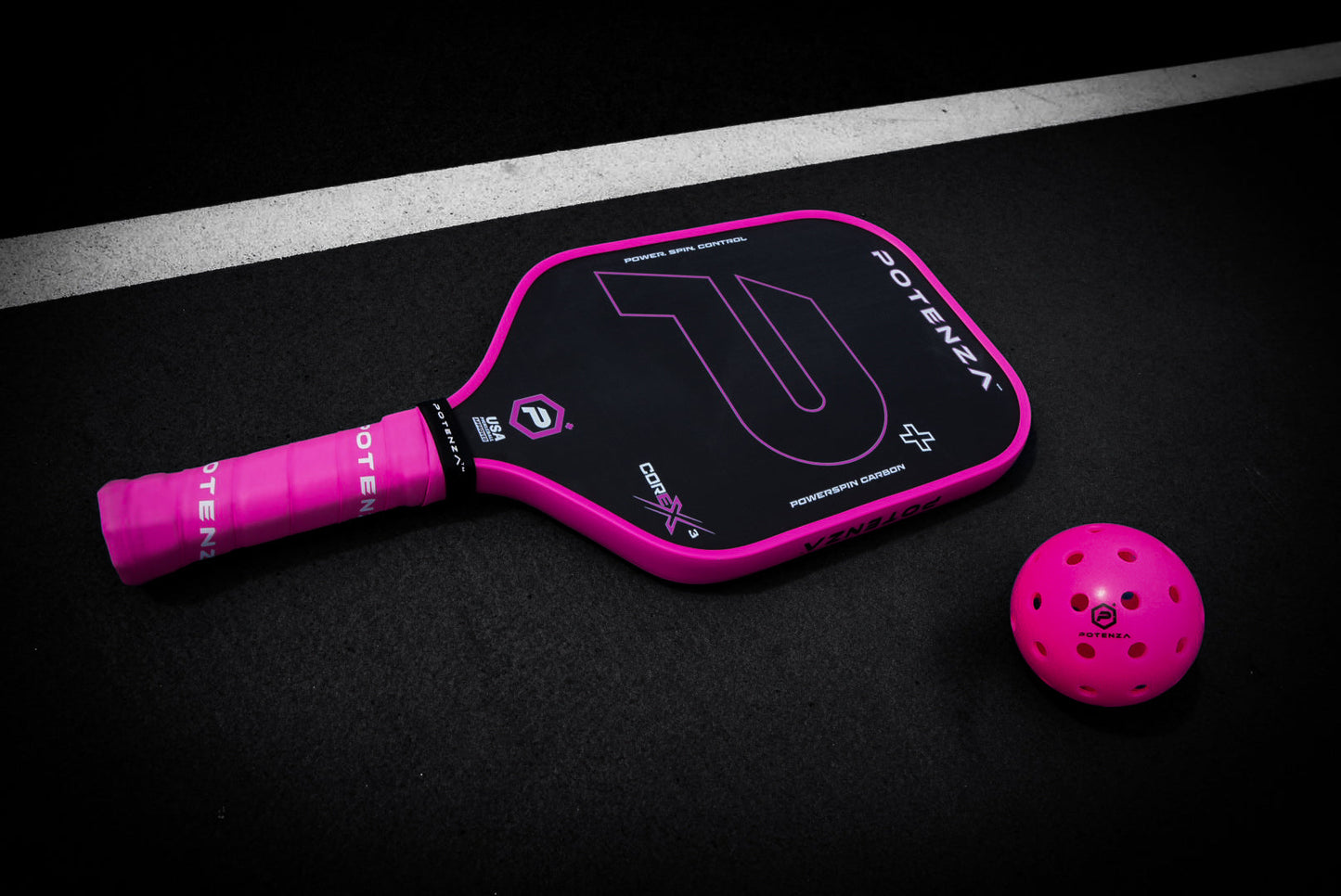 P+ PowerSpin Carbon COREx3 Pickleball Paddle (Neon Pink)